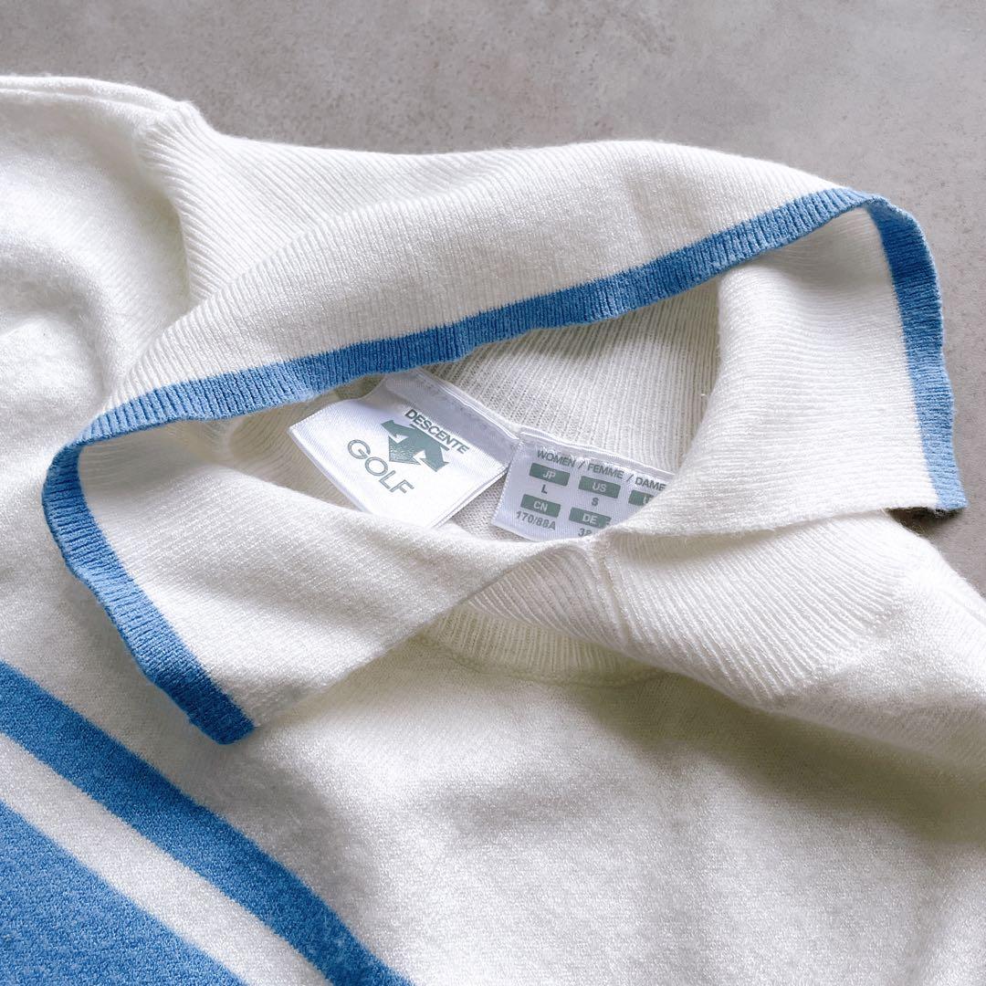 美品✨デサント ゴルフウェア セットアップ ニット キュロット プリーツ ロゴ入