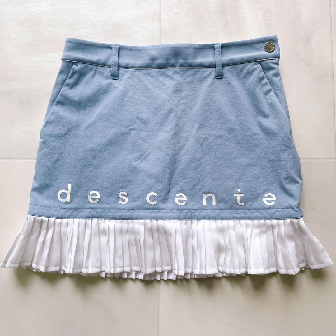 美品✨デサント ゴルフウェア セットアップ ニット キュロット プリーツ ロゴ入