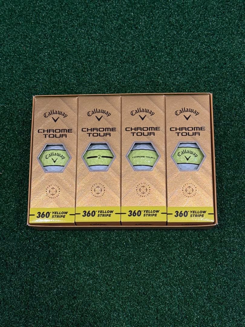 Callaway クロムツアー 360°イエローストライプ 白 ゴルフボール