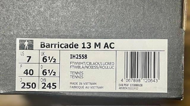 シューズ(男性用) ADIDAS Barricade 13 M AC