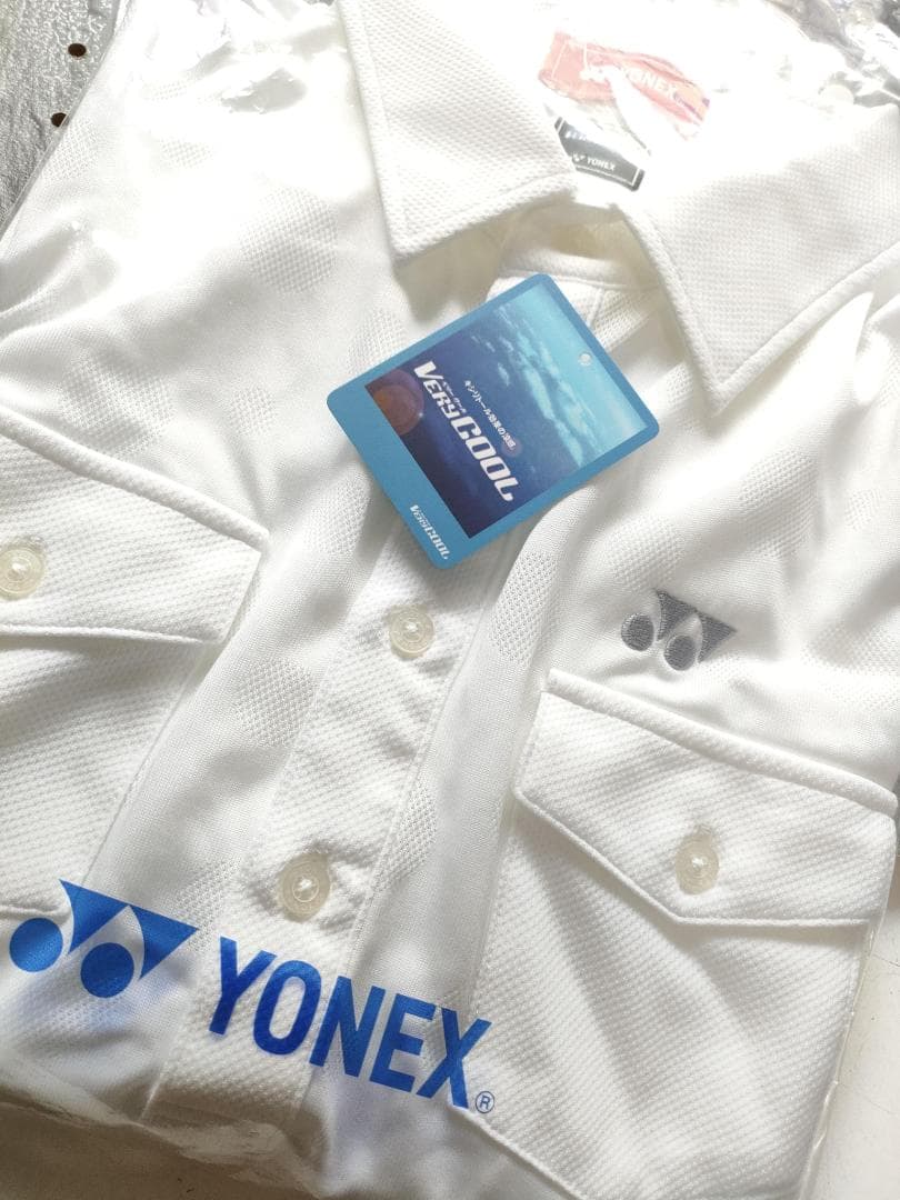 YONEX ヨネックス ポロシャツ 白 ドット柄 水玉メッシュ Mサイズ