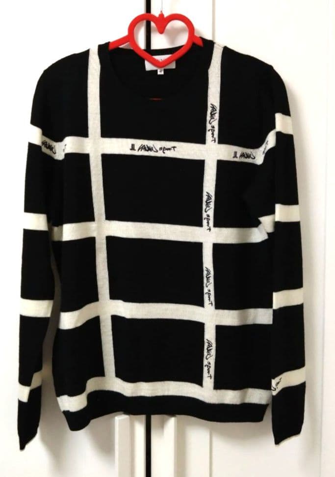 LANVIN SPORT (ランバン)黒白ストライプゴルフニットセーター