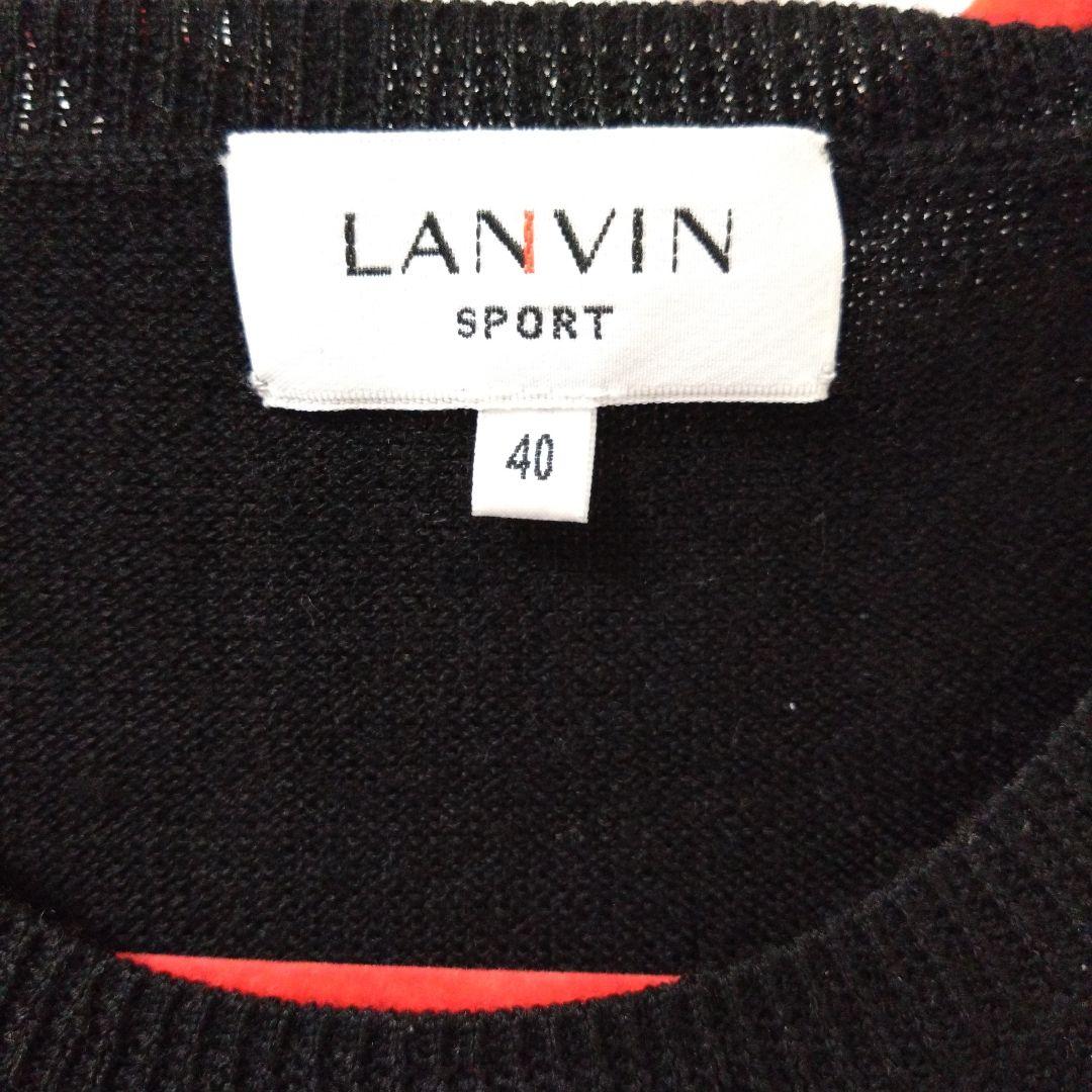 LANVIN SPORT (ランバン)黒白ストライプゴルフニットセーター