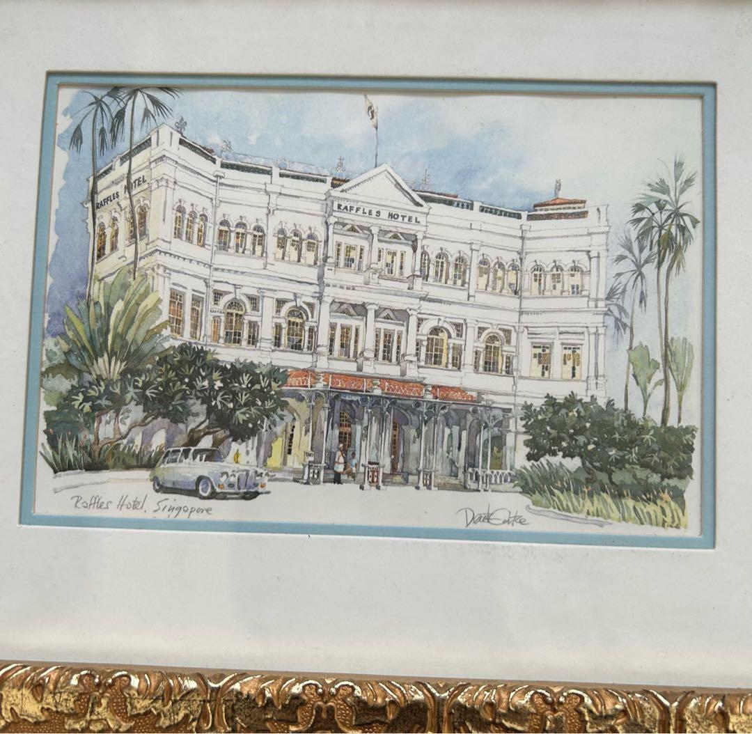 ラッフルズホテル シンガポール　絵画　フレーム付き　額縁