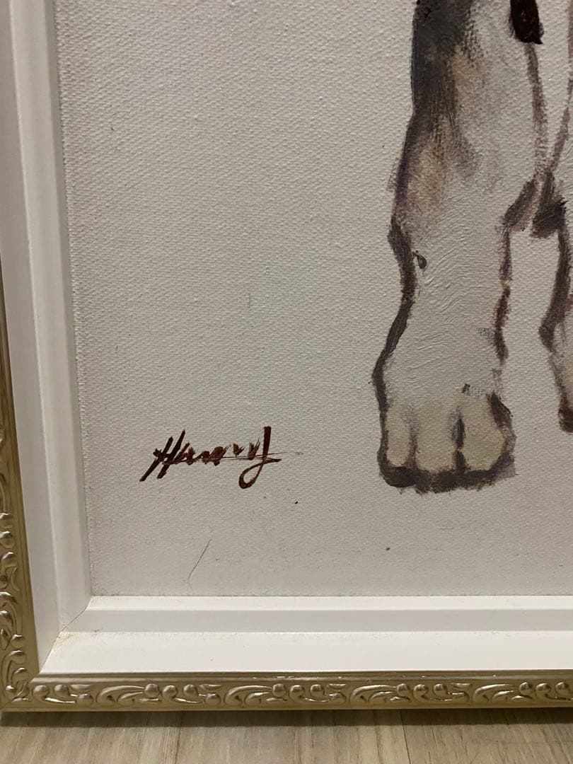 絵画 オイルペイントアート ベストフレンド 油絵　犬　猫　ダルメシアン