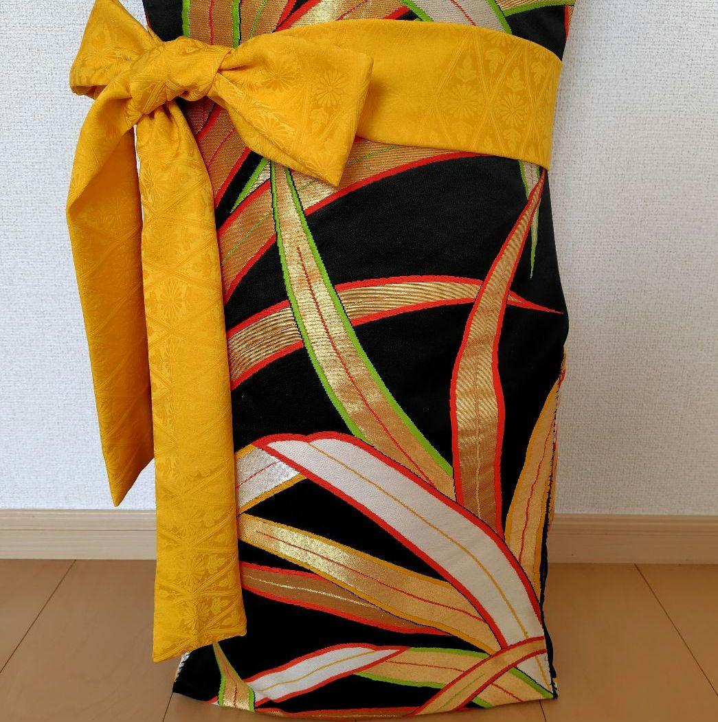 お琴カバー【葉】着物帯 ゆたん油単ハンドメイド 和楽器 正絹 袋帯 生田流山田流