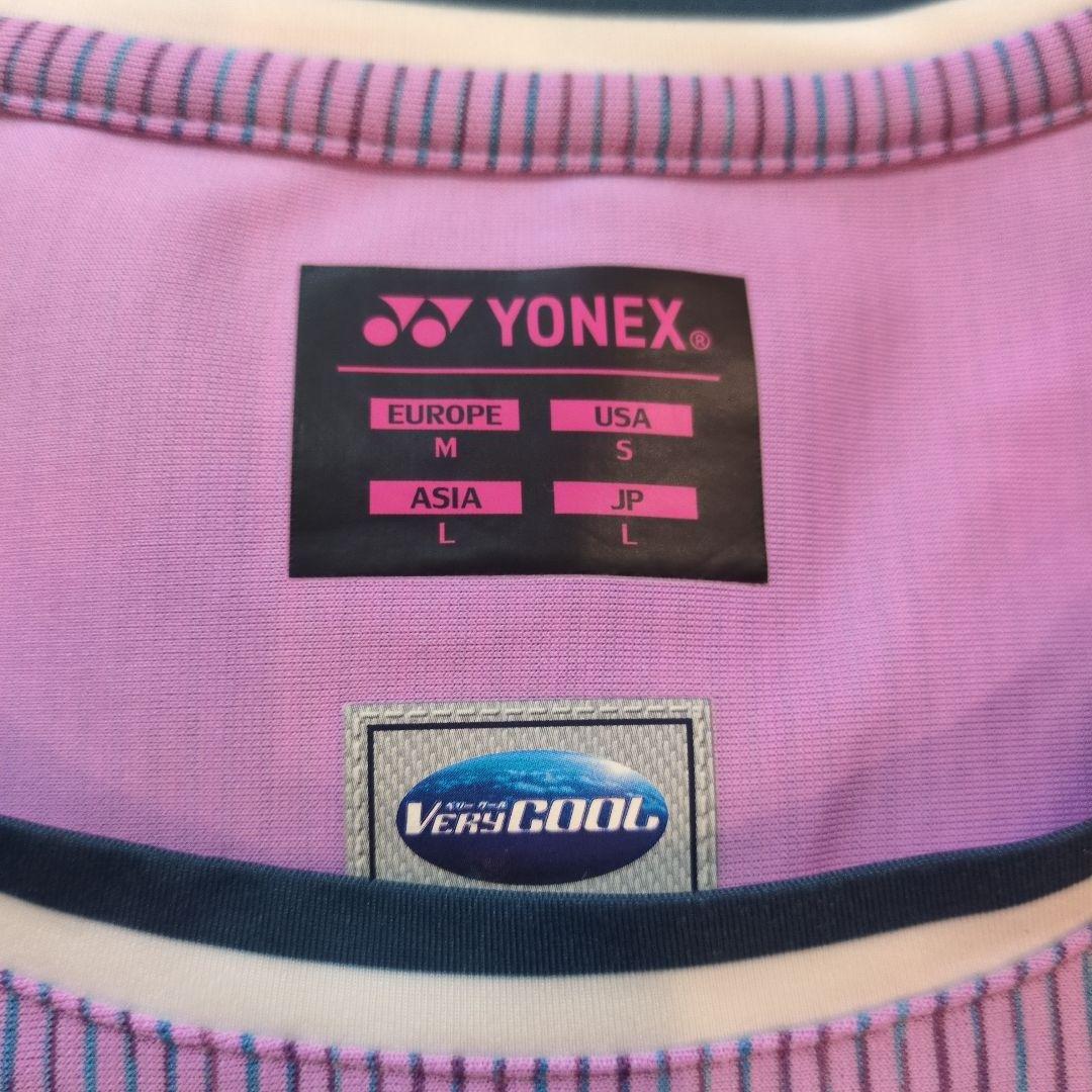 ヨネックスYONEX　テニス用紫色ストライプセットアップLサイズ