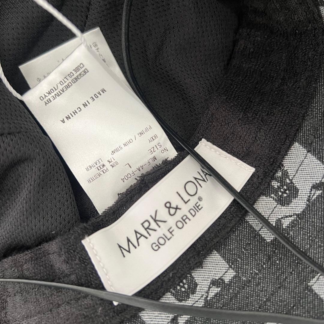 【新品】MARK&LONA マークアンドロナ　ハット　総柄　帽子　ロゴ　黒　紐付