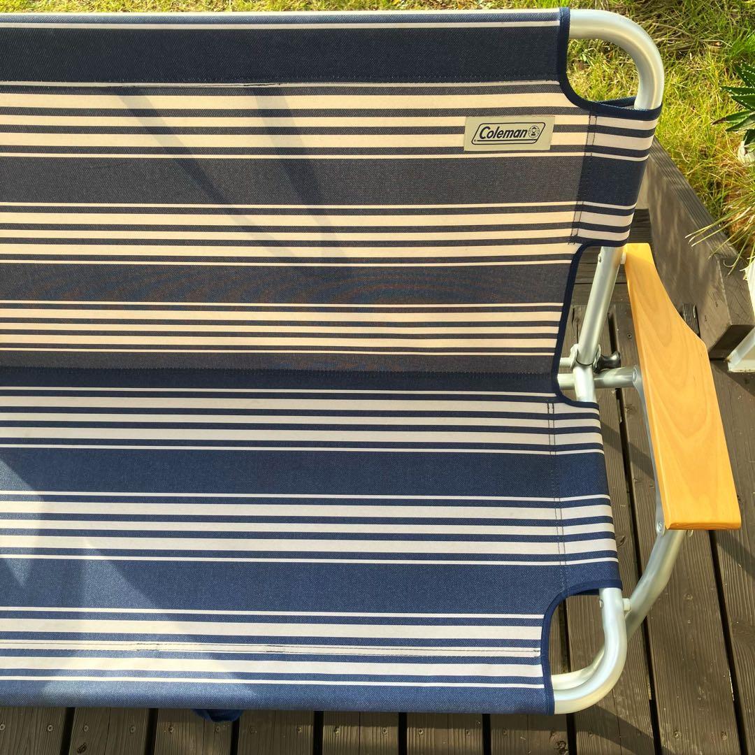 ⭐️美品⭐️coleman リラックス フォールディングベンチ 青×白 ストライプ