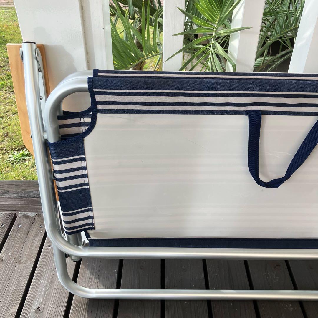 ⭐️美品⭐️coleman リラックス フォールディングベンチ 青×白 ストライプ