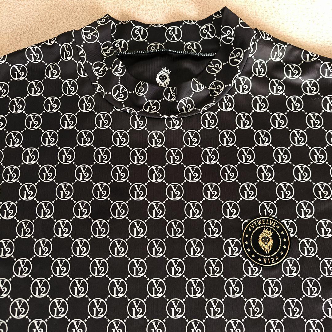 美品　V12 　ゴルフウエア MONOGRAM MOCK ブラック　L