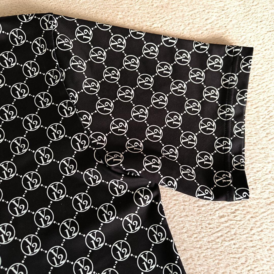 美品　V12 　ゴルフウエア MONOGRAM MOCK ブラック　L