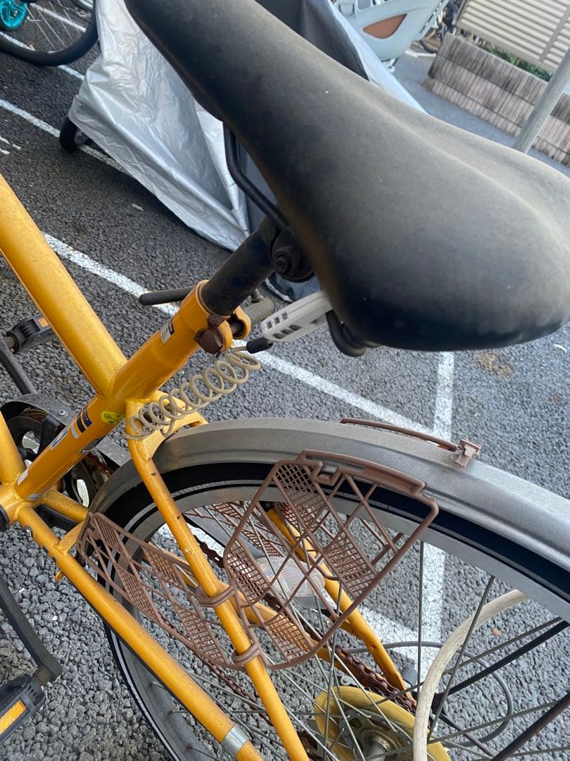 イエロー 自転車 前バスケット付き