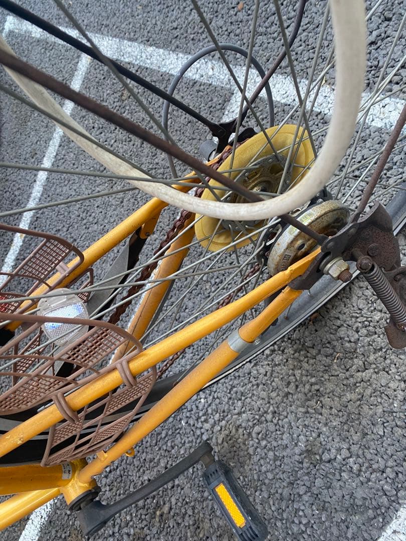 イエロー 自転車 前バスケット付き