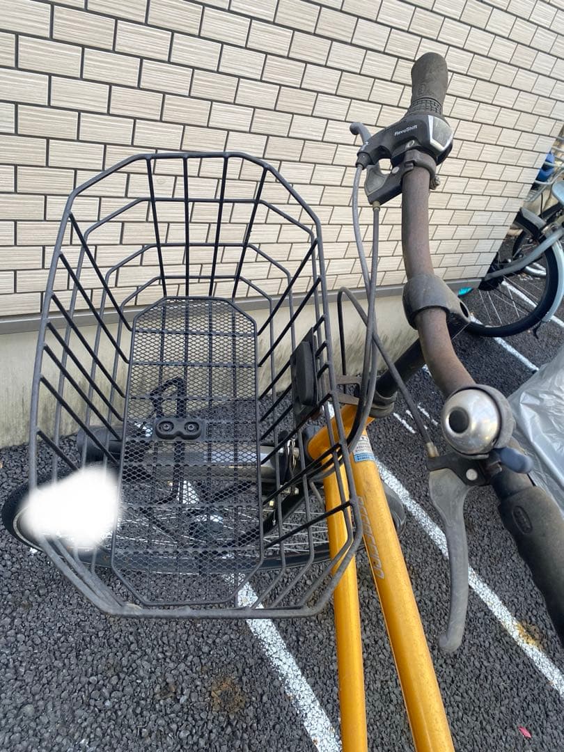イエロー 自転車 前バスケット付き