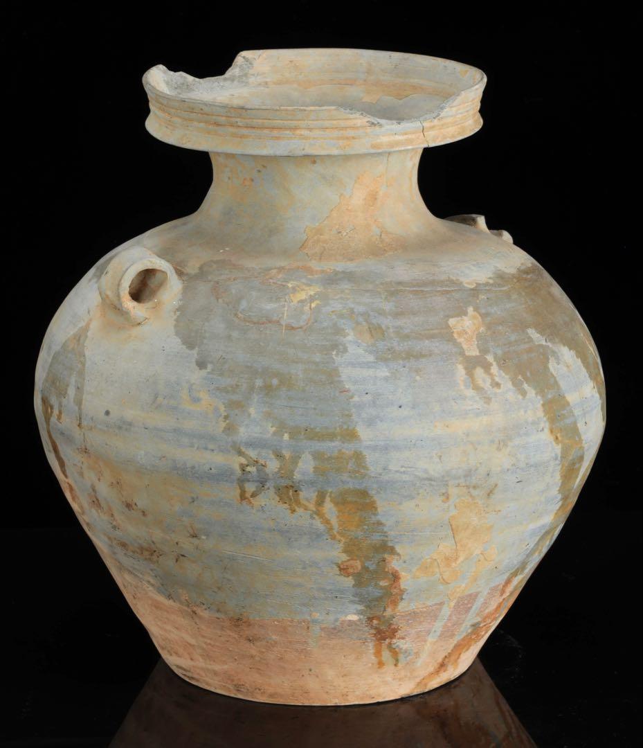 鎌倉時代 古瀬戸 灰釉双耳壺 高さ25.5cm 古陶 壺 花器 古美術 骨董品