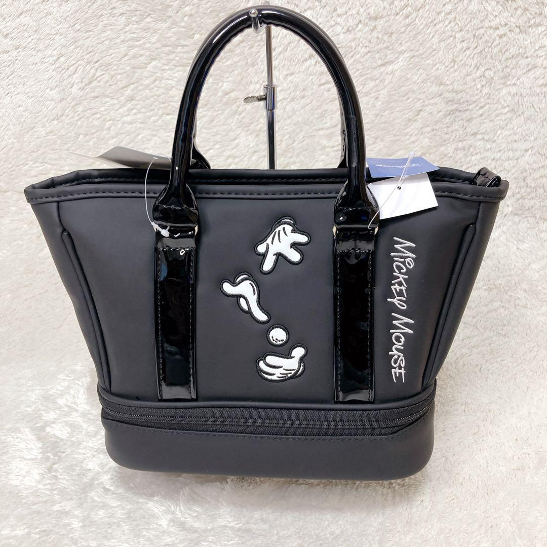 新品 ディズニー ミッキー カートバッグ ラウンドバッグ 2層式 ブラック