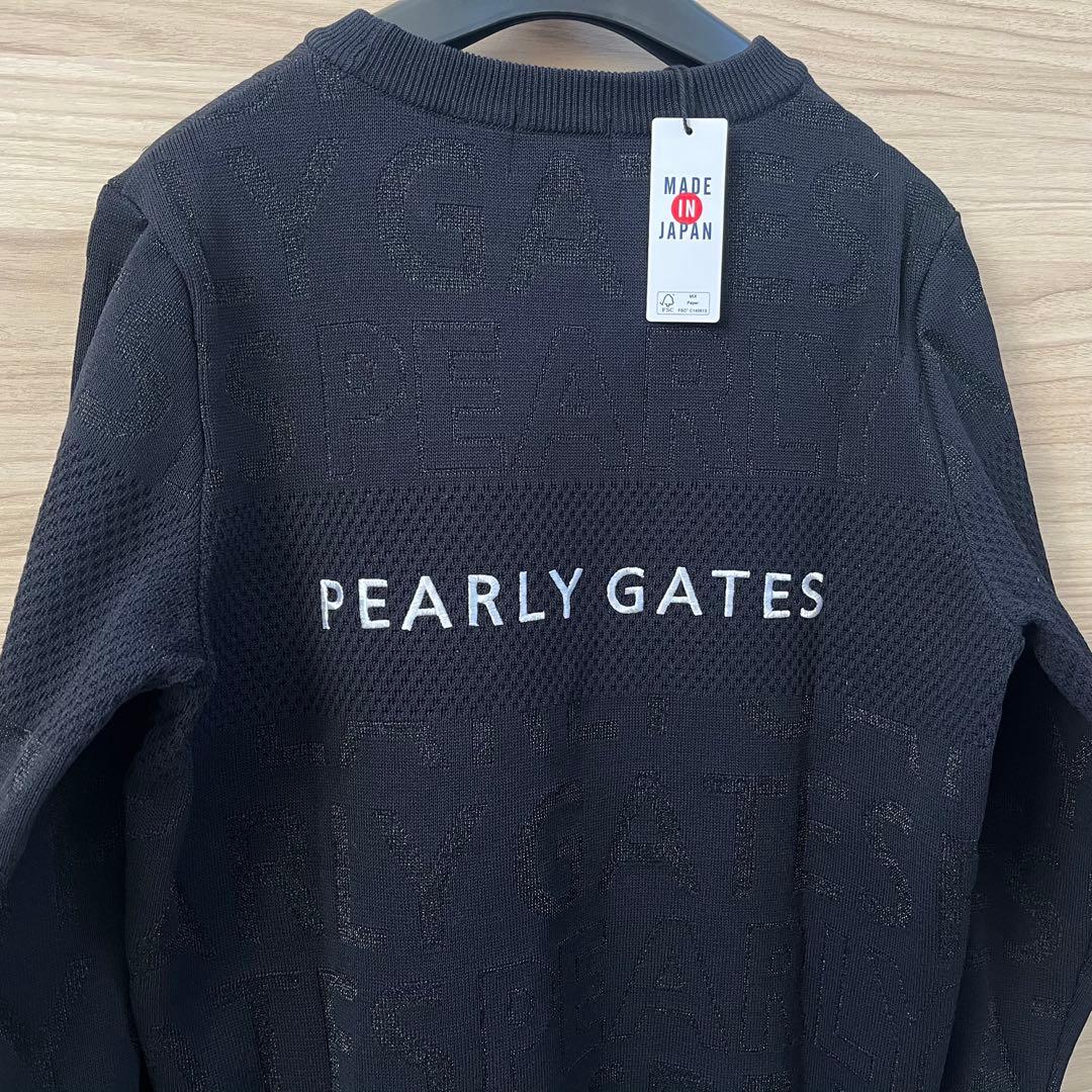 新品★31,900円 パーリーゲイツ 春夏サマーニット 濃紺×白バックロゴ 0