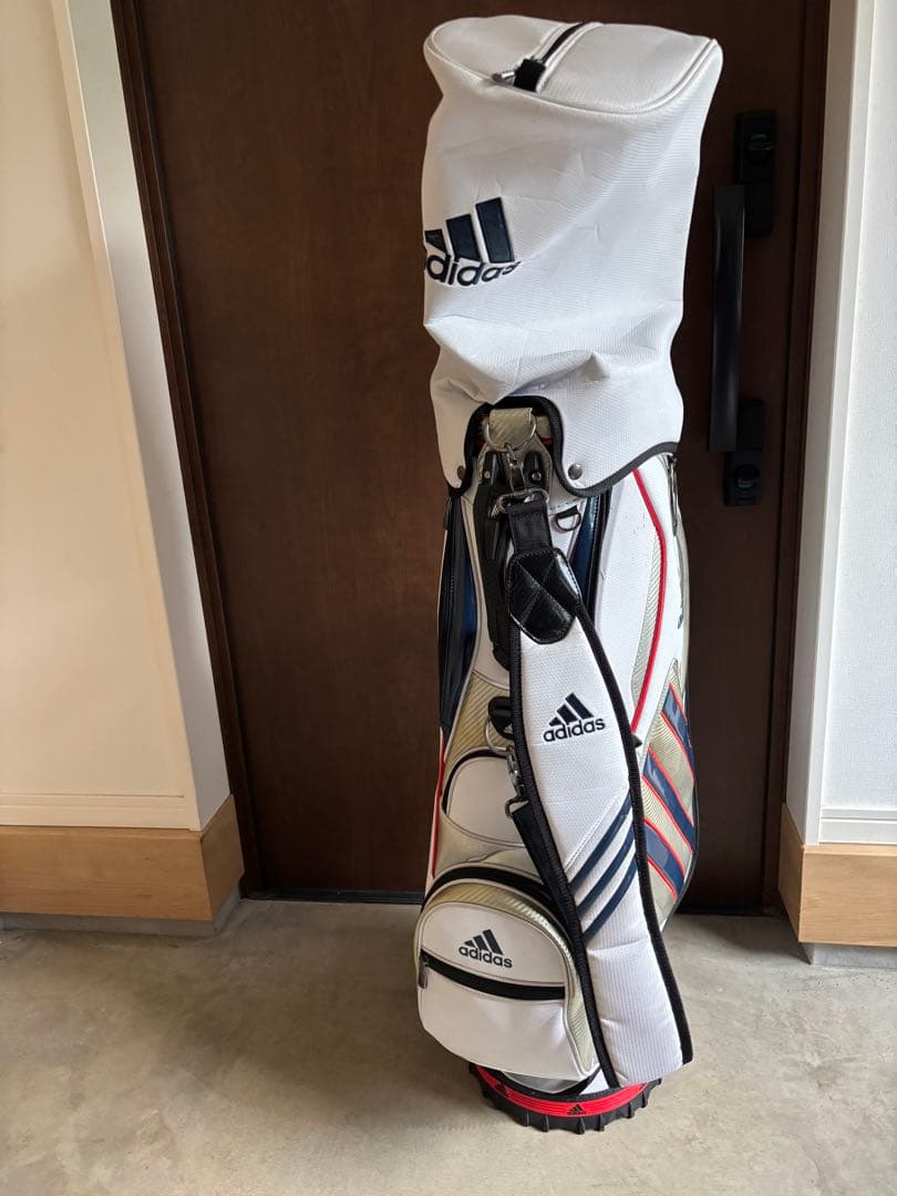 adidas アディダス ゴルフ キャディバッグ ホワイト×ネイビー　使用感あり