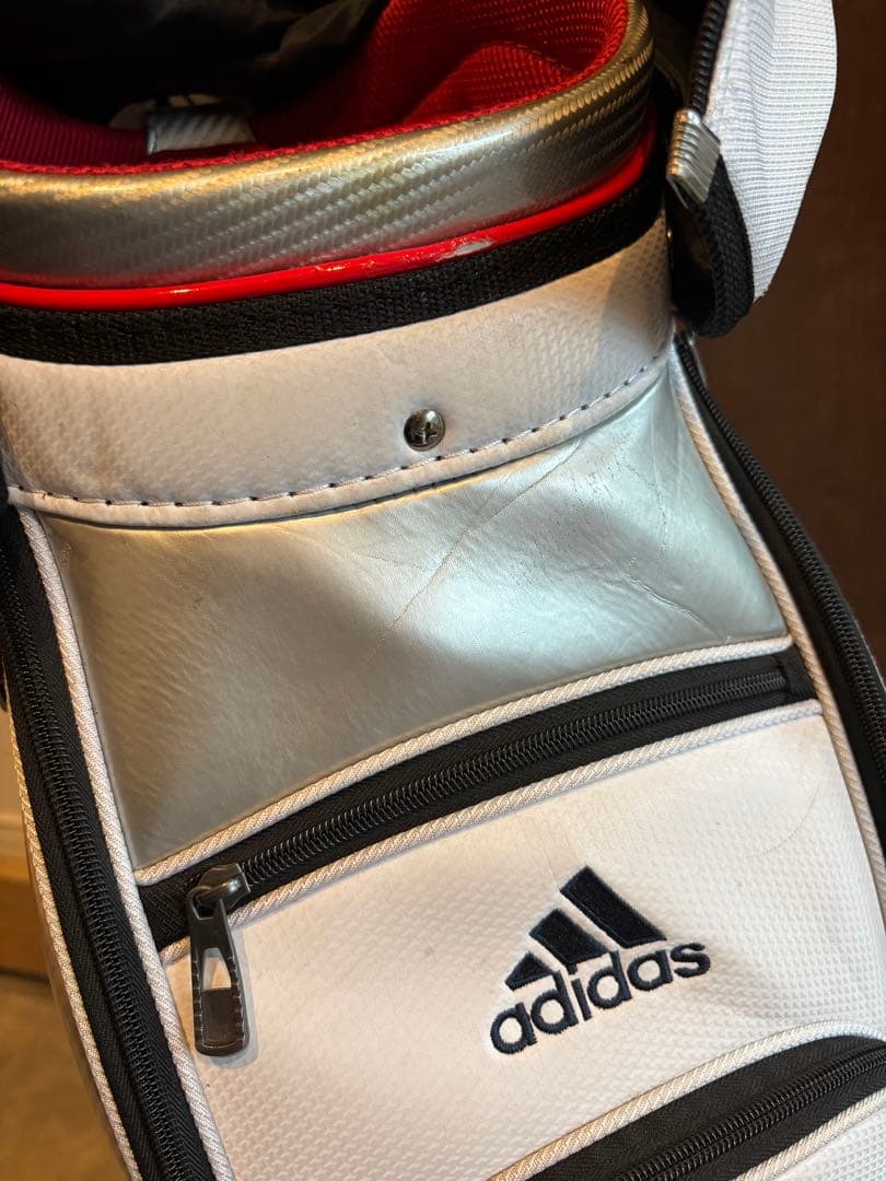 adidas アディダス ゴルフ キャディバッグ ホワイト×ネイビー　使用感あり