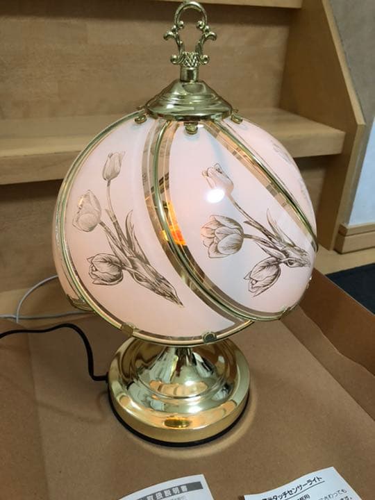 美品★アンティーク ガラス テーブルランプ 電気スタンド　水谷商店　ワンタッチ