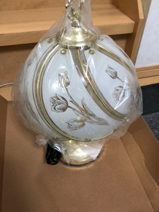 美品★アンティーク ガラス テーブルランプ 電気スタンド　水谷商店　ワンタッチ