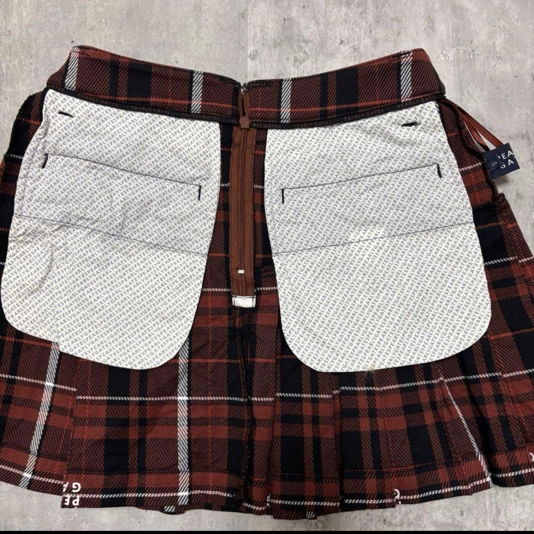 【パーリーゲイツ】美品 プリーツスカート チェック ロゴ 0サイズ レディース