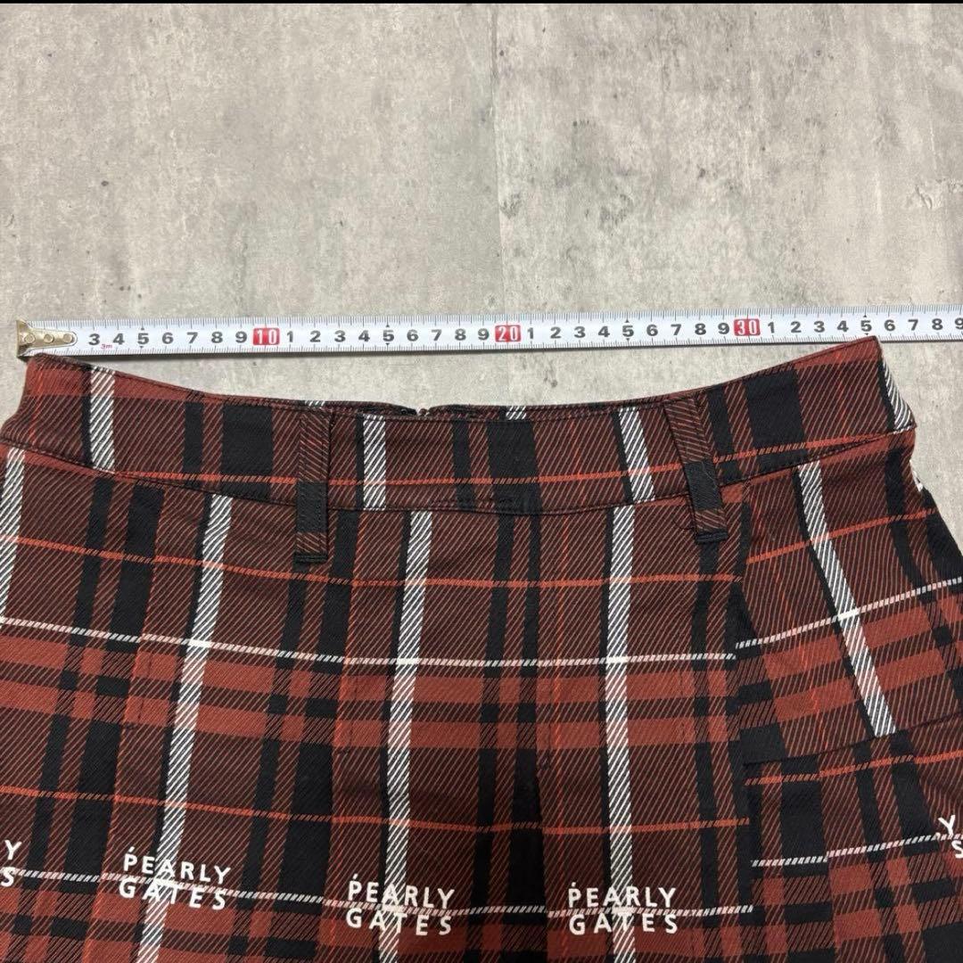 【パーリーゲイツ】美品 プリーツスカート チェック ロゴ 0サイズ レディース