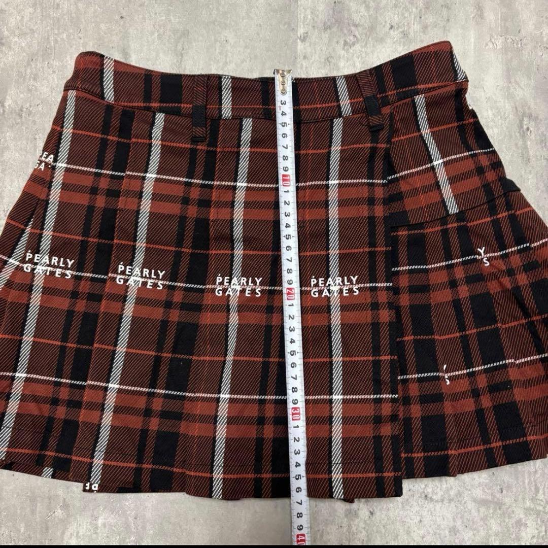 【パーリーゲイツ】美品 プリーツスカート チェック ロゴ 0サイズ レディース
