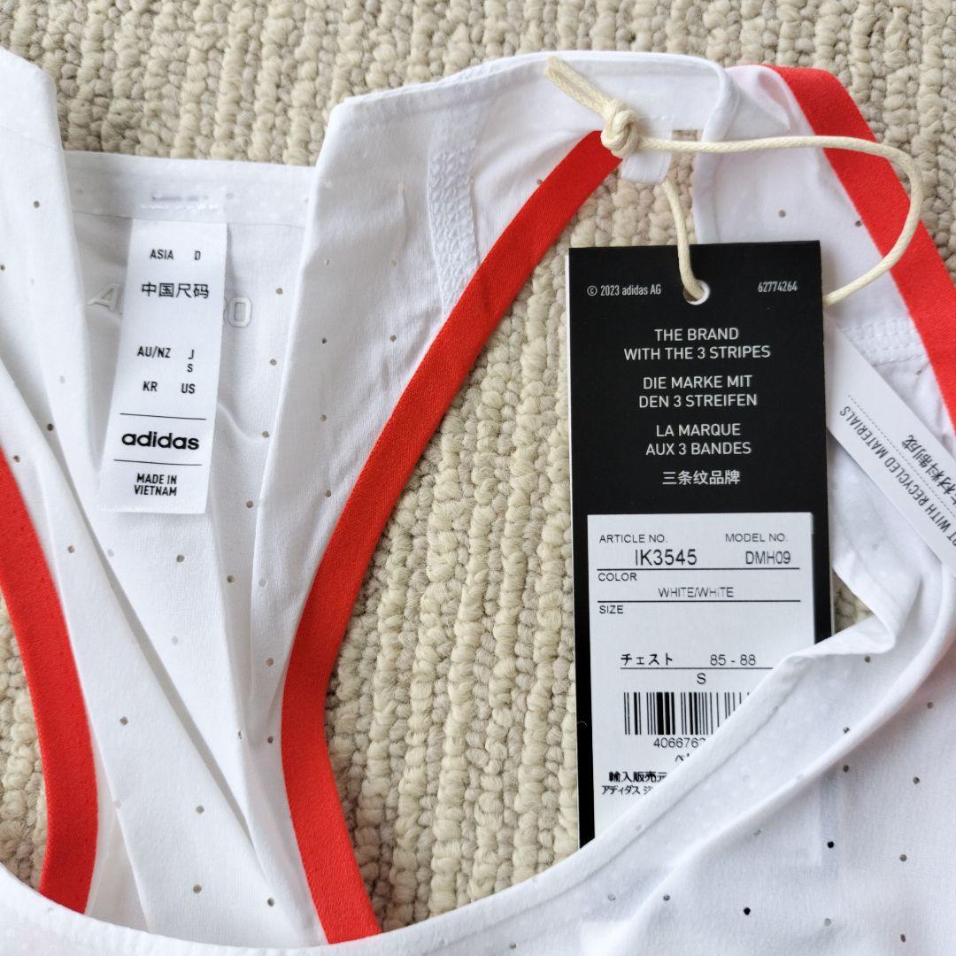 ●新品●Small　adidas ADIZERO シングレット ホワイト/レッド