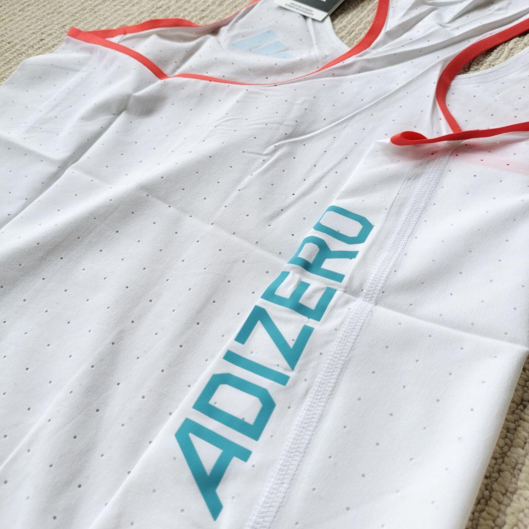 ●新品●Small　adidas ADIZERO シングレット ホワイト/レッド