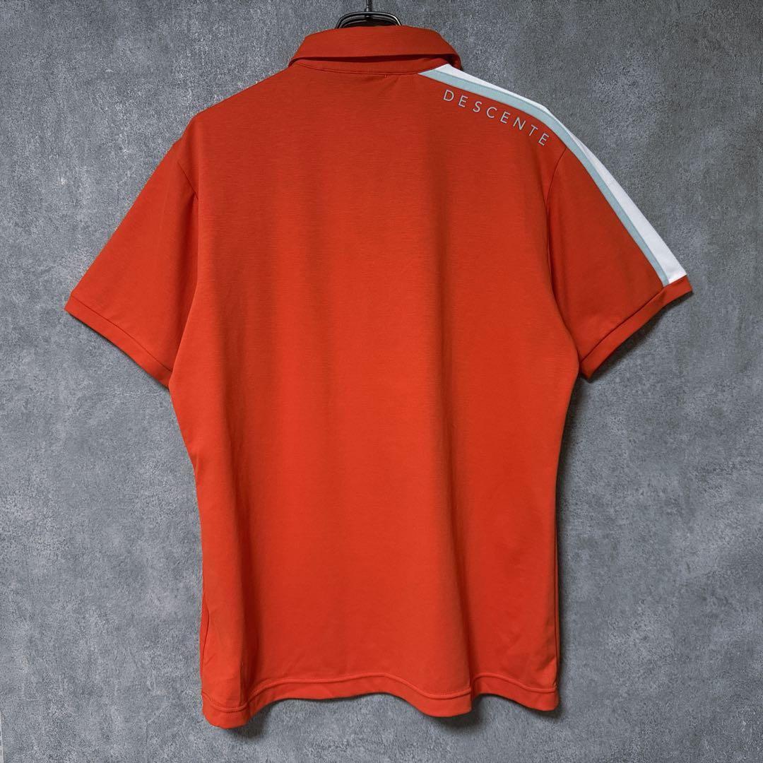 DESCENTE GOLF デサントゴルフ ロゴ ポロシャツ 半袖 オレンジ O