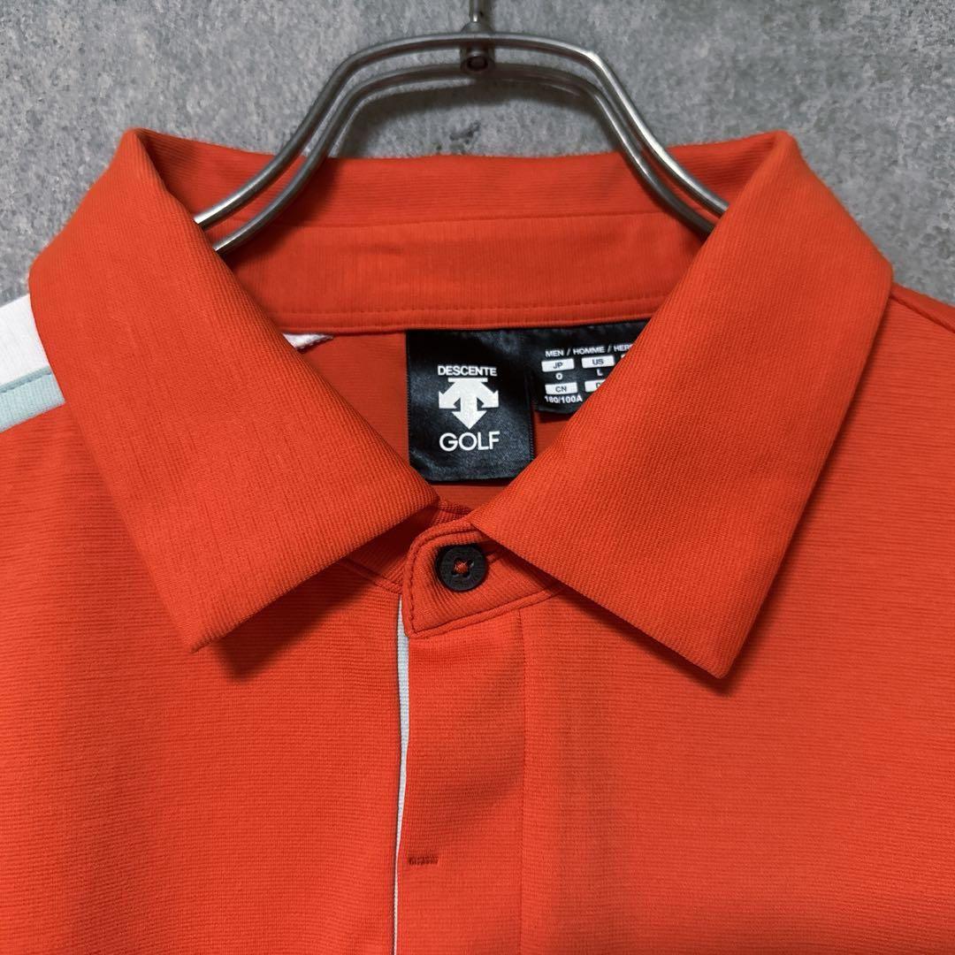 DESCENTE GOLF デサントゴルフ ロゴ ポロシャツ 半袖 オレンジ O