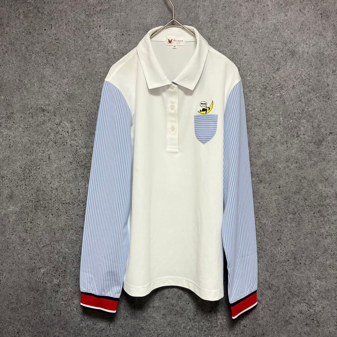 PICONE CLUB ゴルフ　速乾　切り替え　ストライプ　ポロシャツ　M