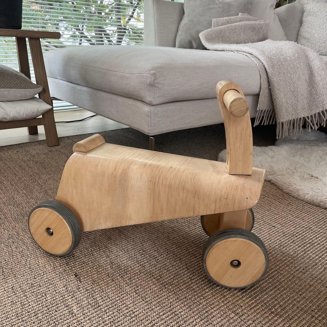 無印良品 四輪車 木製 室内用 三輪車 乗用 ナチュナル 良品 廃盤品 子供