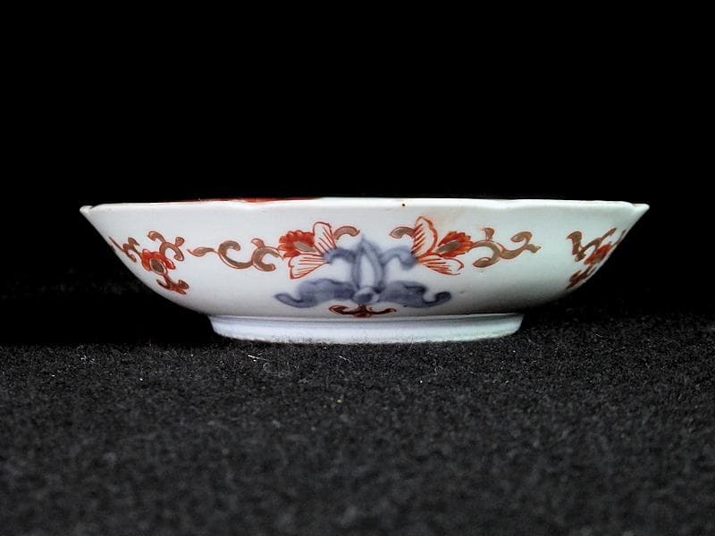 古伊万里　色絵　蝶に菖蒲の図　４寸皿　４枚　C232AS-WWs