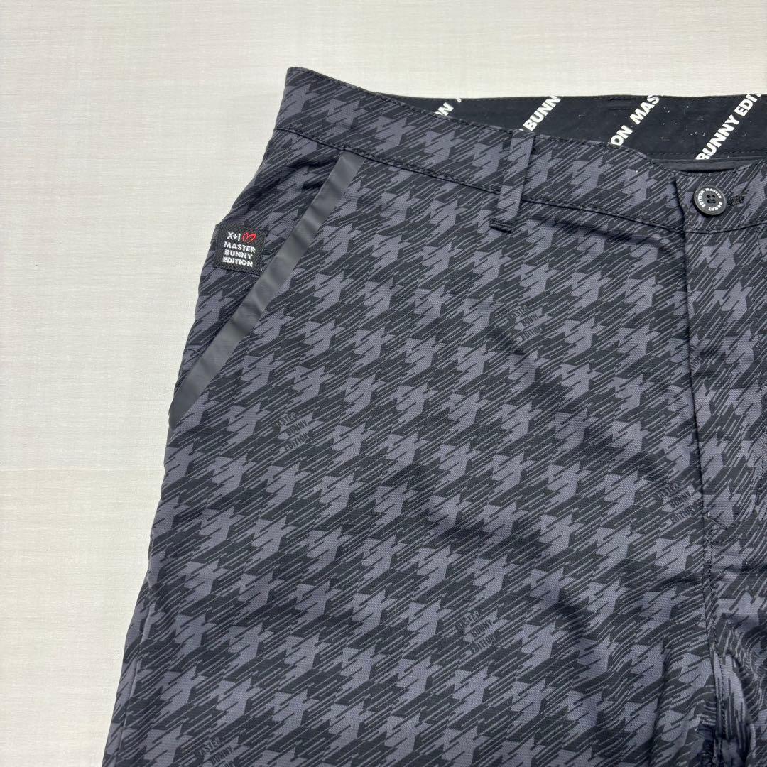 美品 マスターニーエディション ゴルフ パンツ 6 LL 黒 グレー 千鳥格子