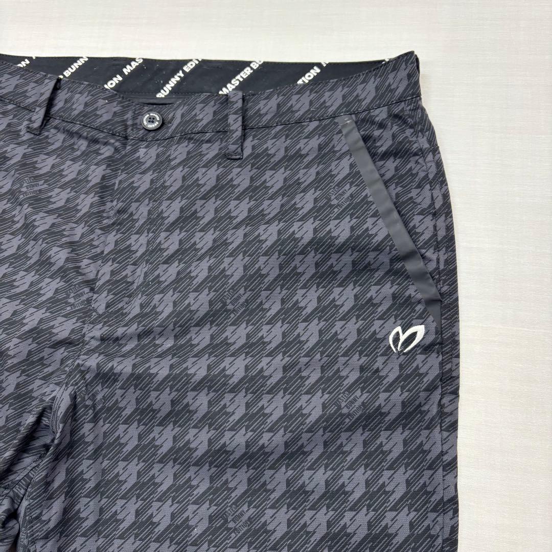 美品 マスターニーエディション ゴルフ パンツ 6 LL 黒 グレー 千鳥格子