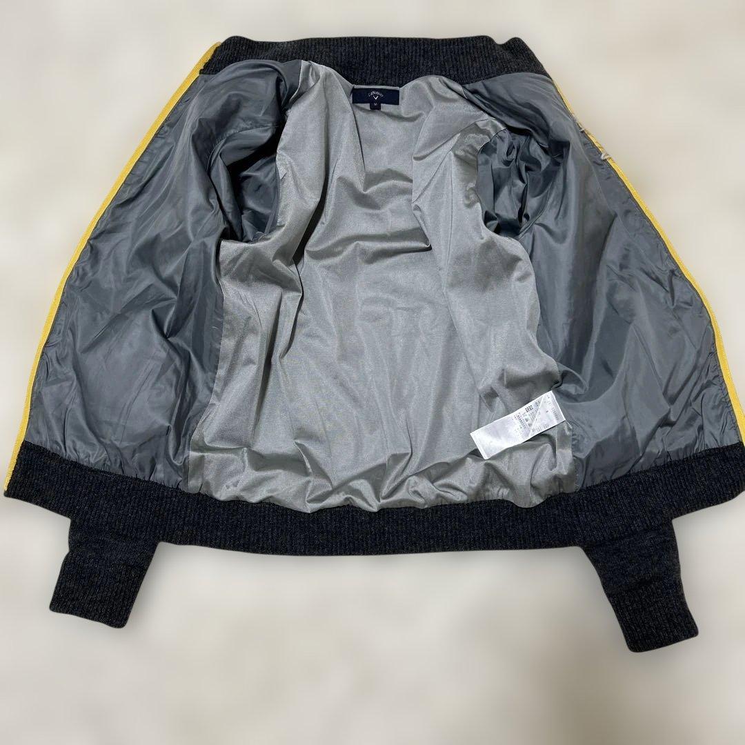 【美品】callawayキャロウェイ アンゴラ混 上質アーガイル ニットブルゾン