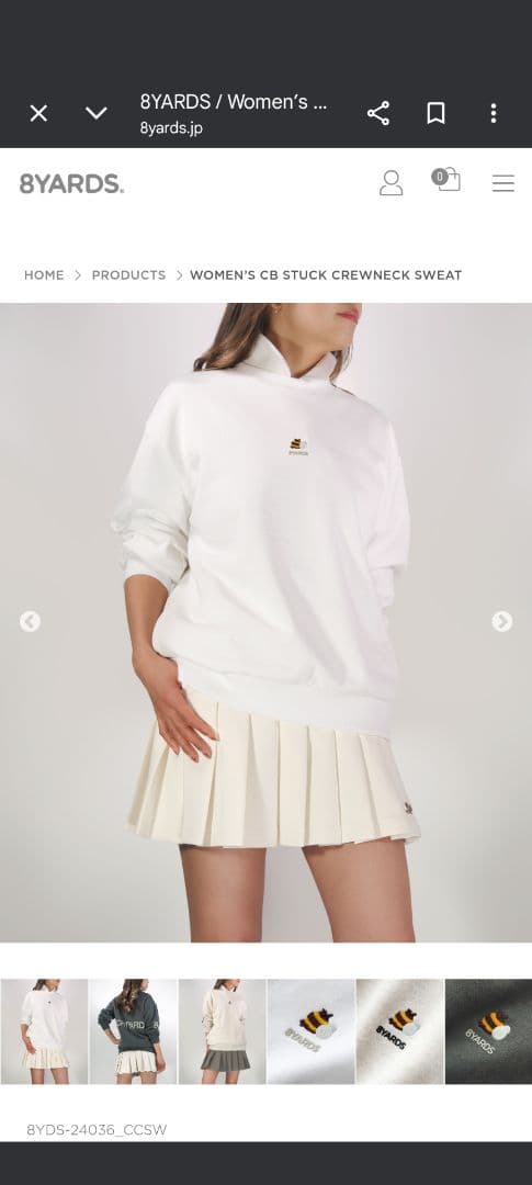 8YARDS レディース CB STUCK CREWNECK SWEAT