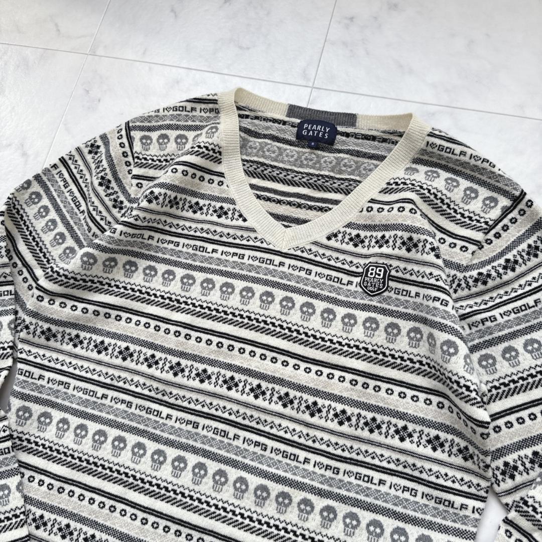 PEARLY GATESパーリーゲイツ I♡GOLF I♡PG スカル柄ニット