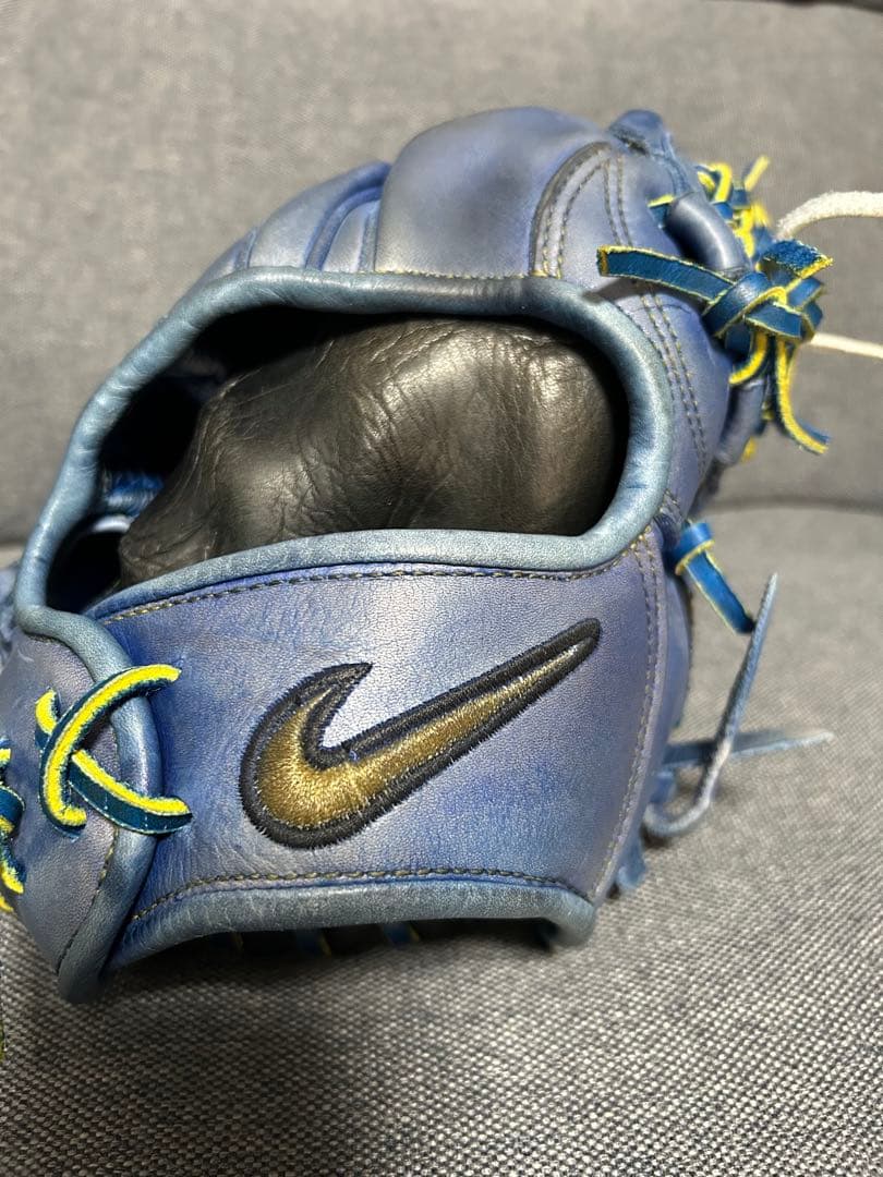 NIKE 硬式グローブ 青 nike pro 2005 激レア 紐交換 中古