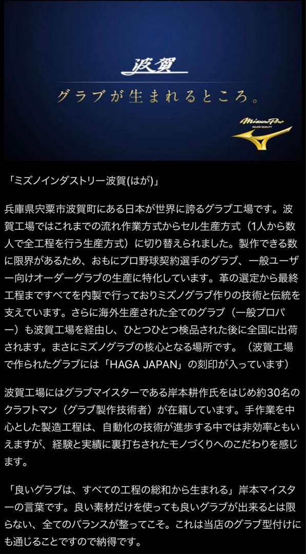 ミズノプロ硬式内野用グローブ