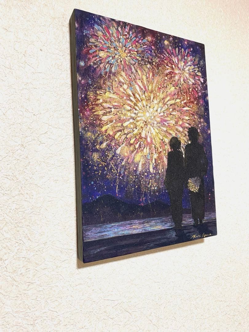 【原画・一点物】花火｜江川史織作|金箔使用｜日本画｜インテリア　アート