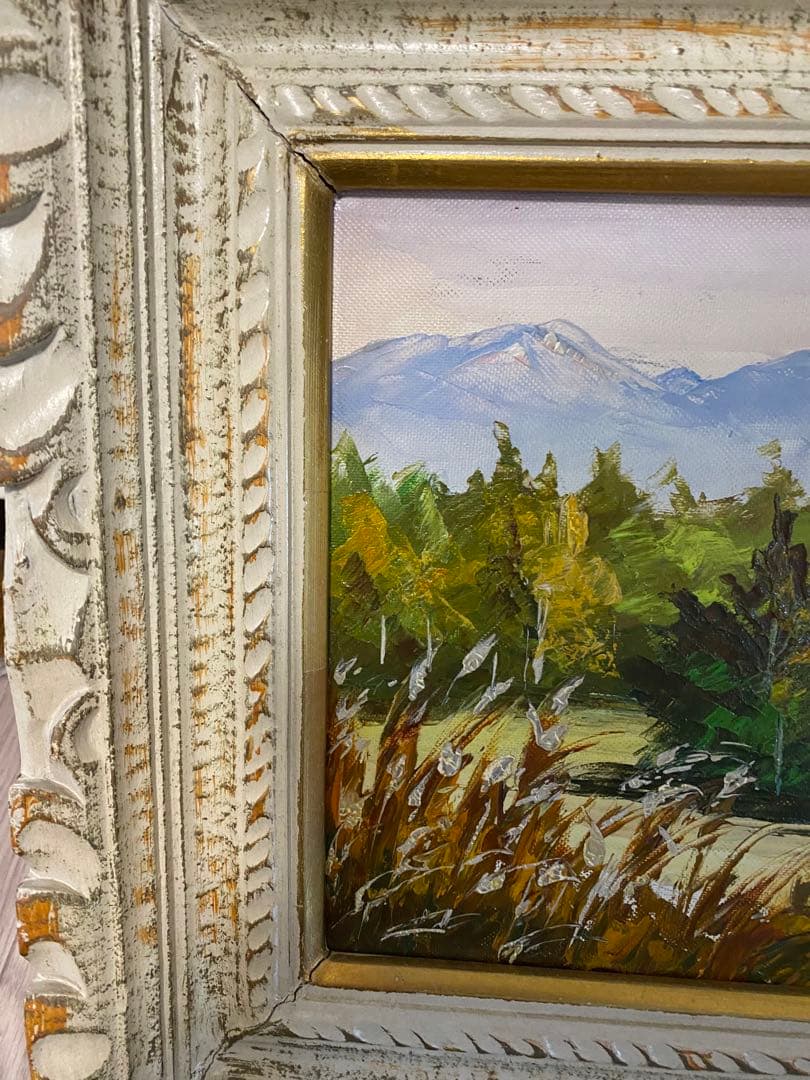 【油彩画】直筆風景画 額付き 盛岡作？ インテリア絵画