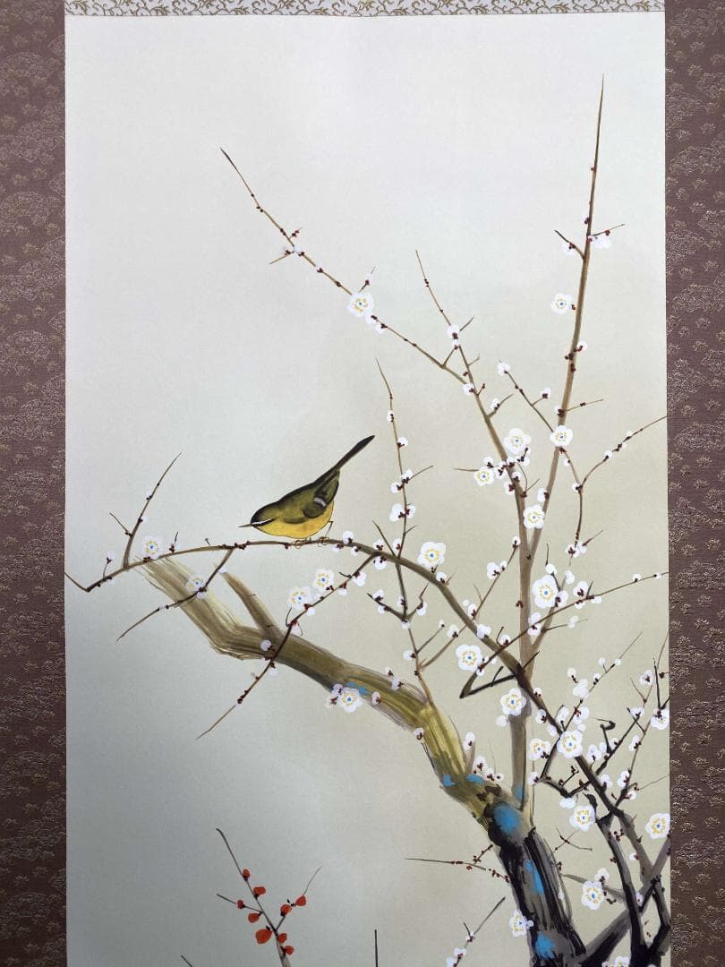 長江桂舟【印刷】『春夏秋冬』四幅対 絹本 共箱 花鳥図 高精細巧芸画 掛軸
