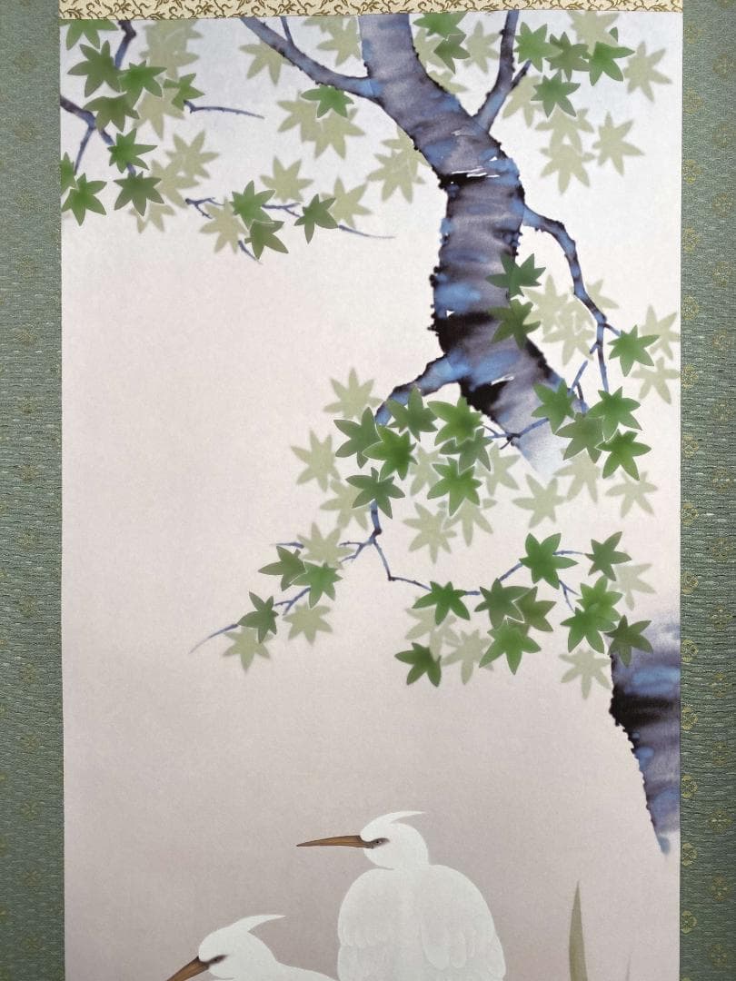 長江桂舟【印刷】『春夏秋冬』四幅対 絹本 共箱 花鳥図 高精細巧芸画 掛軸