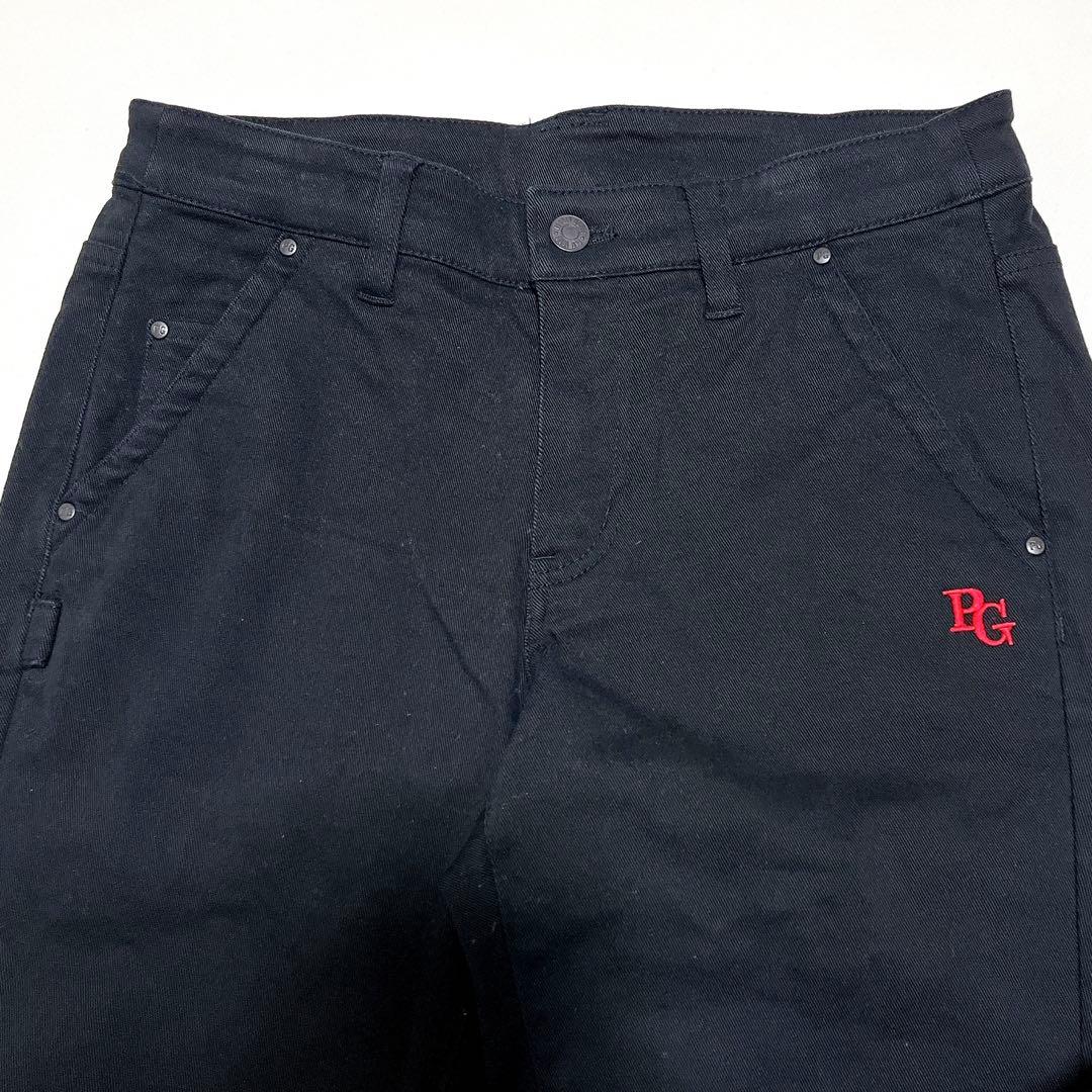 パーリーゲイツ ストレッチパンツ ブラックデニム 伸縮性 ワッペン レディース