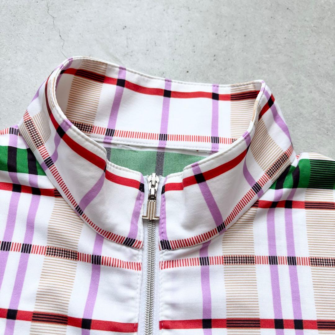 【美品】LANVIN SPORT ハイネックハーフジップシャツ タータンチェック