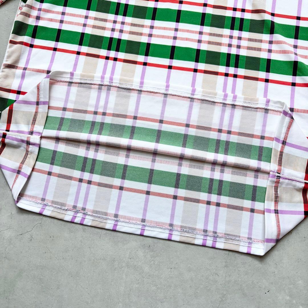 【美品】LANVIN SPORT ハイネックハーフジップシャツ タータンチェック